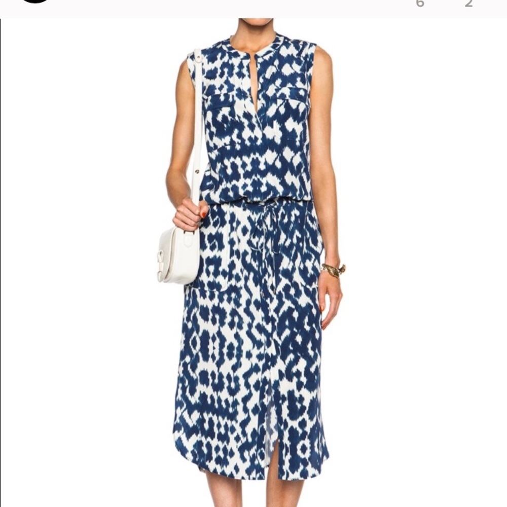 Vince Ikat Print Blue White Cargo Maxi dress